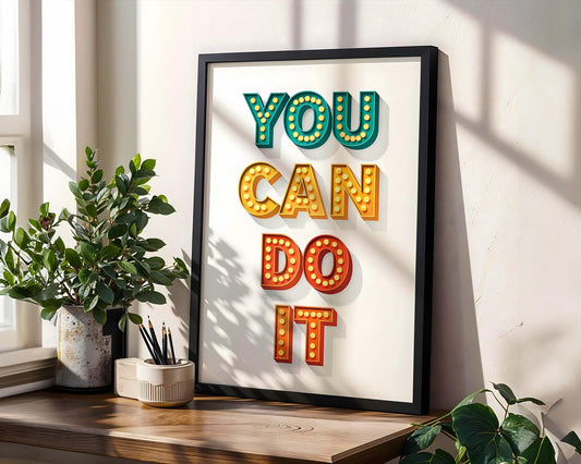 Positive Emotion | You Can Do It Wall Art | Retro Typography Print Motivational wall art print, modern home decor, unframed artwork by Nomad & Nest