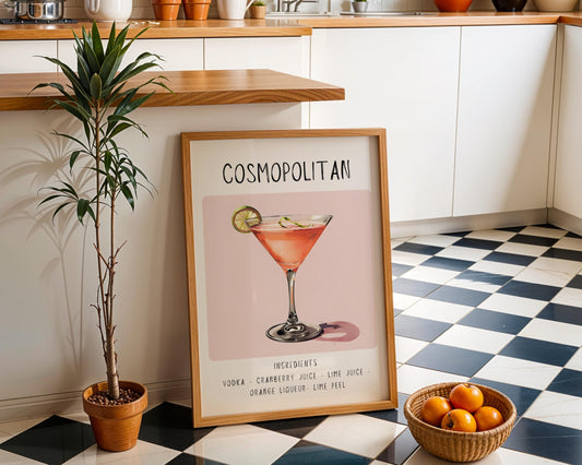 Cosmopolitan Cocktail Art Print | Minimalist Bar Cart Decor wall art print, modern home decor, unframed artwork by Nomad & Nest