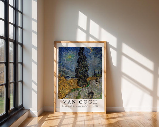Van Gogh Print | Road with Cypress and Star - Impressionist Landscape Art wall art print, modern home decor, unframed artwork by Nomad & Nest
