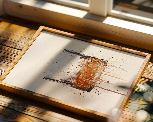 Whiskey Glass Splatter Art Print, Modern Minimalist Bar Decor wall art print, modern home decor, unframed artwork by Nomad & Nest