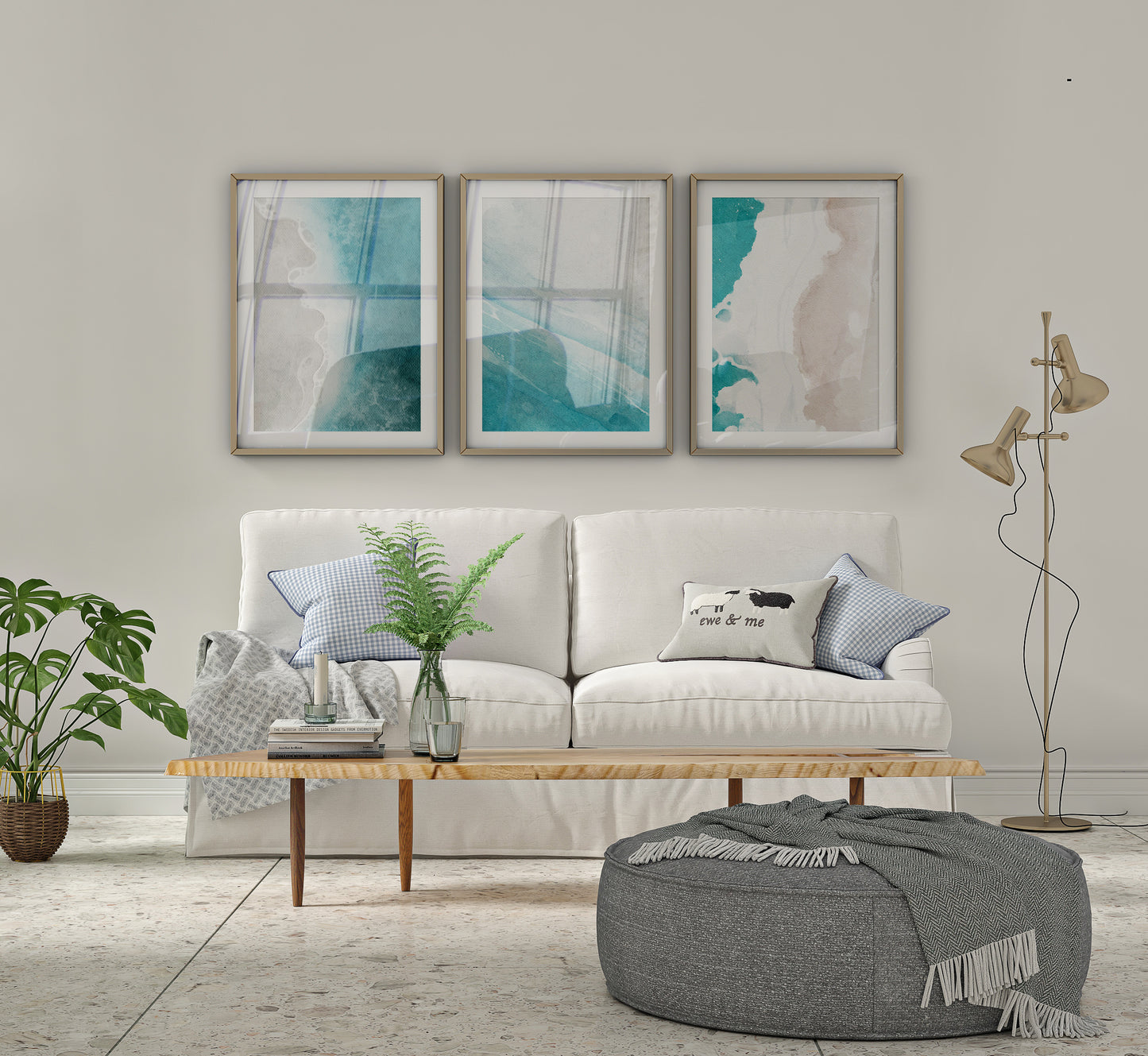 Colourful Prints | Abstract Ocean Art Prints Set | Blue Watercolor Coastal Wall Decor wall art print, modern home decor, unframed artwork by Nomad & Nest