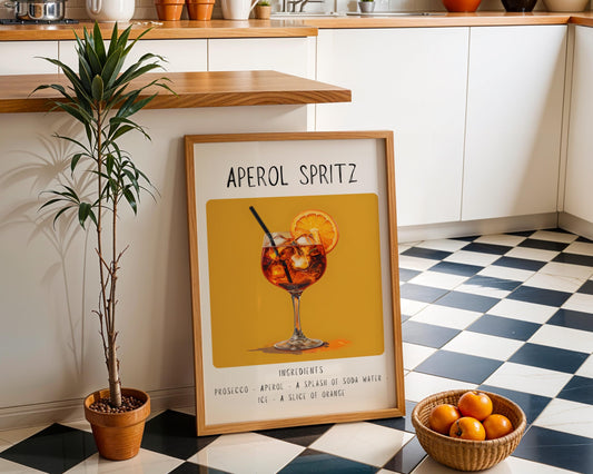 Aperol Spritz Cocktail Art Print | Minimalist Bar Cart Decor wall art print, modern home decor, unframed artwork by Nomad & Nest