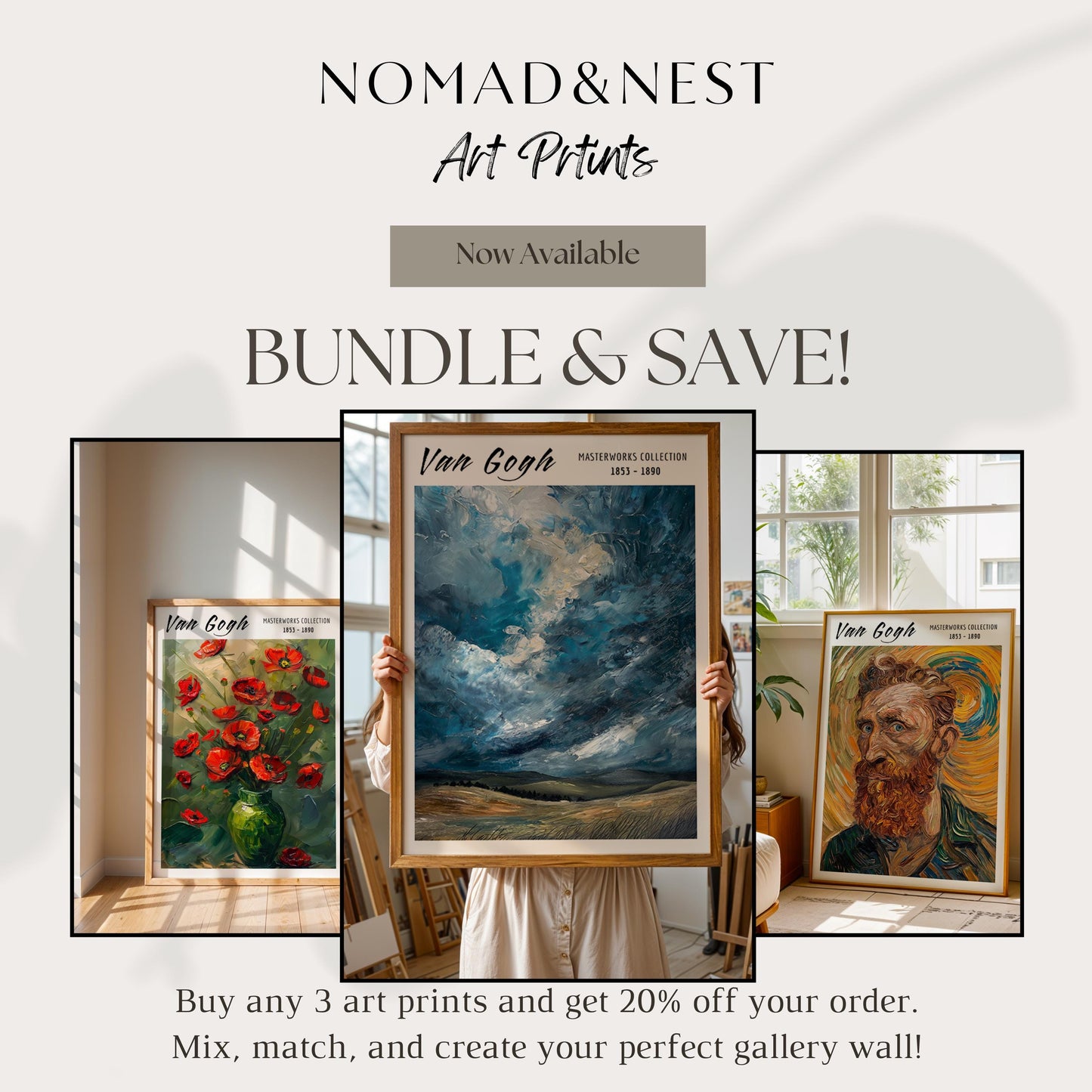 Van Gogh Print | Self Portrait - Vintage Impressionist Wall Art wall art print, modern home decor, unframed artwork by Nomad & Nest