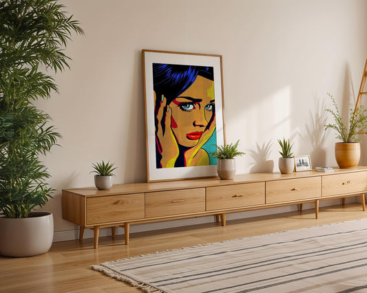 Modern Pop Art | Retro Woman Portrait Print | Modern Home Office Decor wall art print, modern home decor, unframed artwork by Nomad & Nest