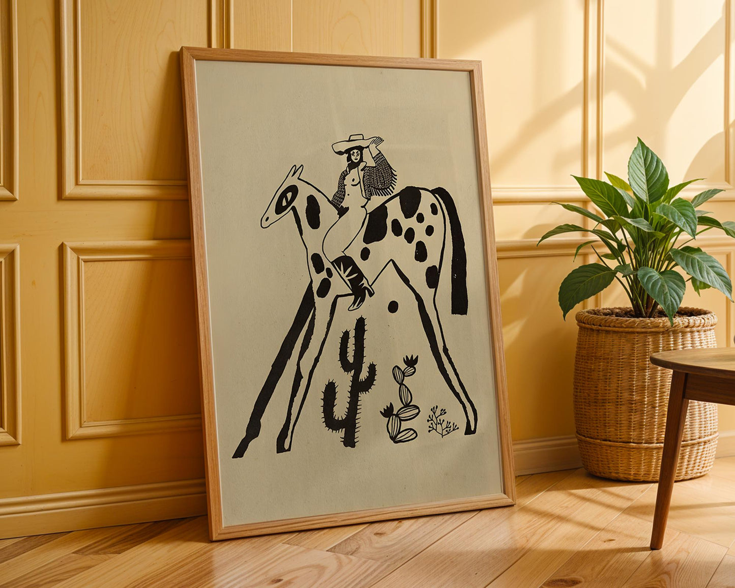 Cowgirl Line Art Print | Western Desert Boho Home Decor wall art print, modern home decor, unframed artwork by Nomad & Nest