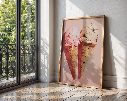 Colourful Prints | Ice Cream Cone Print | Retro Summer Kitchen Wall Art wall art print, modern home decor, unframed artwork by Nomad & Nest