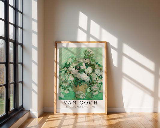 Van Gogh Print | Pink Roses - Vintage Botanical Wall Art wall art print, modern home decor, unframed artwork by Nomad & Nest