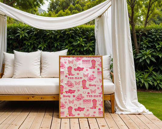 Pink Disco Cowgirl Print | Western Wall Art Poster wall art print, modern home decor, unframed artwork by Nomad & Nest