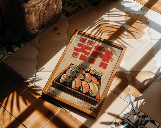 Japanese Poster | Vintage Sushi Print – Food , Retro Kitchen Art wall art print, modern home decor, unframed artwork by Nomad & Nest