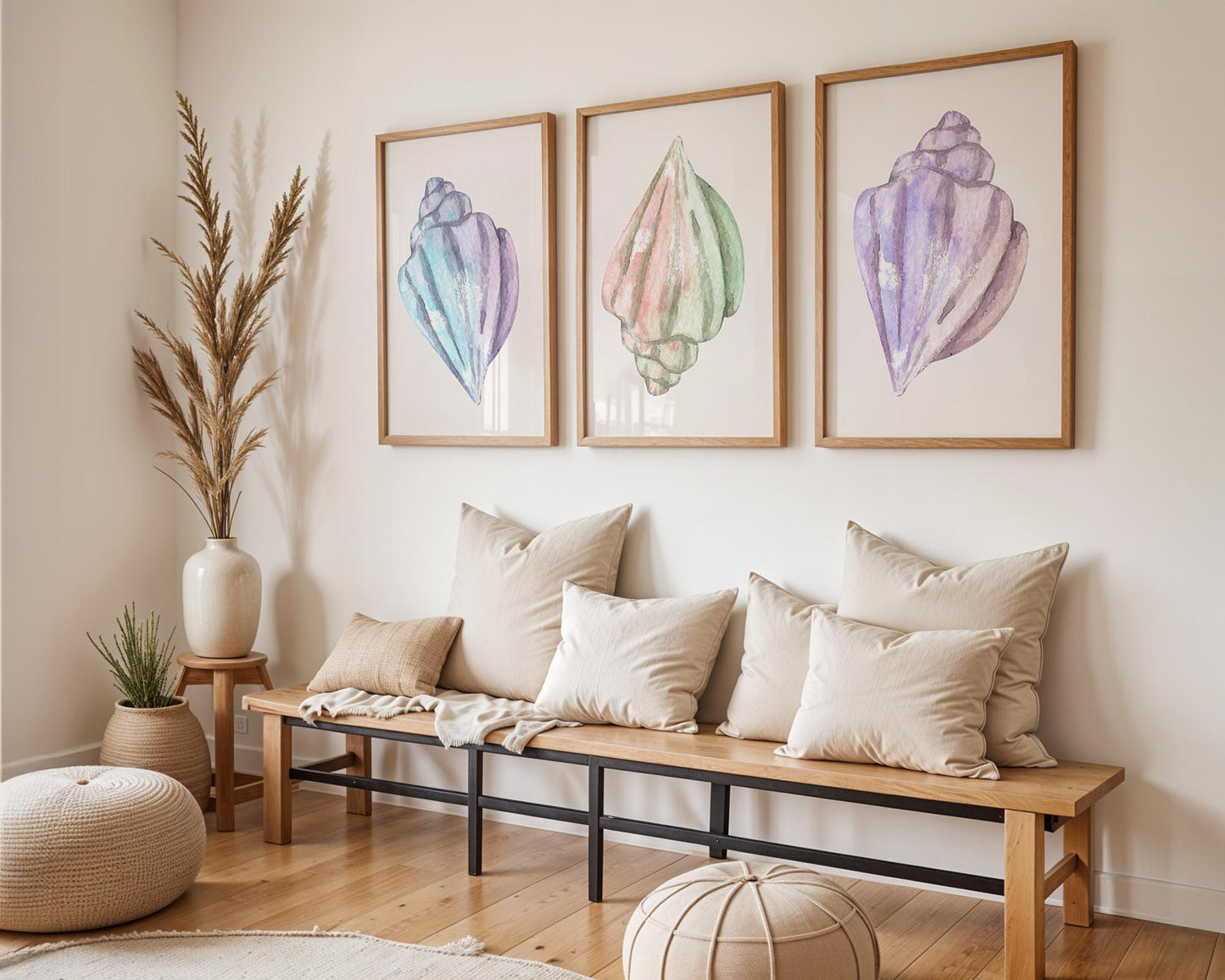 Colourful Prints | Watercolor Seashell Prints (Set of 3) • Pastel Coastal Wall Art wall art print, modern home decor, unframed artwork by Nomad & Nest