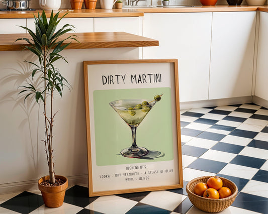 Dirty Martini Cocktail Art Print | Minimalist Bar Cart Decor wall art print, modern home decor, unframed artwork by Nomad & Nest