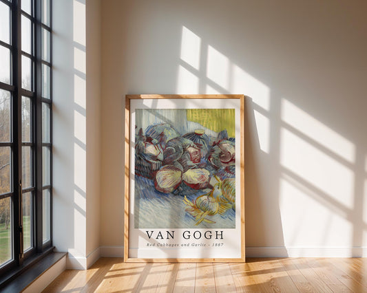 Van Gogh Print | Red Cabbages and Garlic – Vintage Kitchen Still Life wall art print, modern home decor, unframed artwork by Nomad & Nest