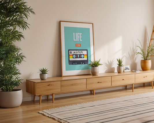 Modern Pop Art | Retro Mixtape Cassette Print | 80s 90s Poster wall art print, modern home decor, unframed artwork by Nomad & Nest