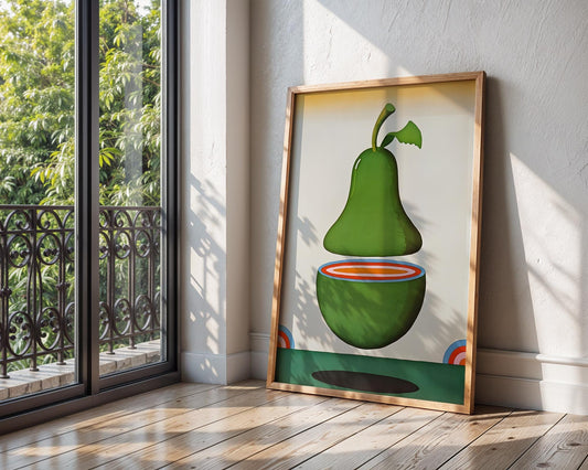 Pop Art Pear Print | Retro Green Fruit, Modern Kitchen Decor wall art print, modern home decor, unframed artwork by Nomad & Nest