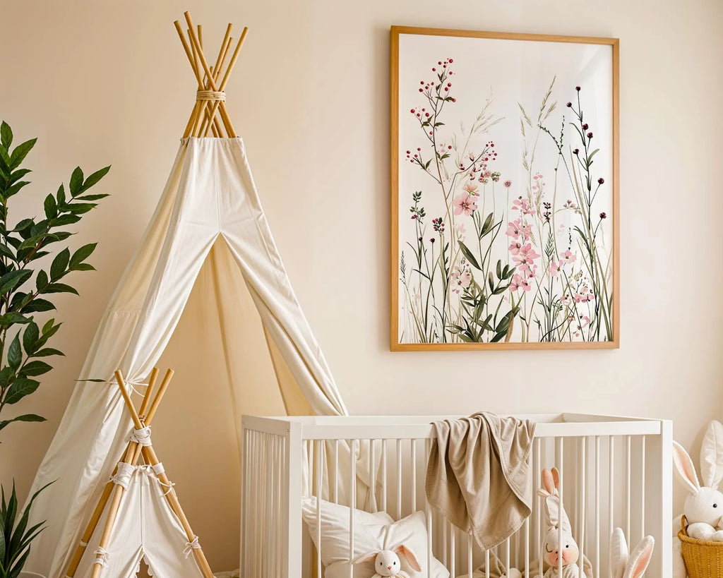 Playroom Ideas | Meadow Wildflowers Nursery Print | Boho Botanical Wall Art wall art print, modern home decor, unframed artwork by Nomad & Nest