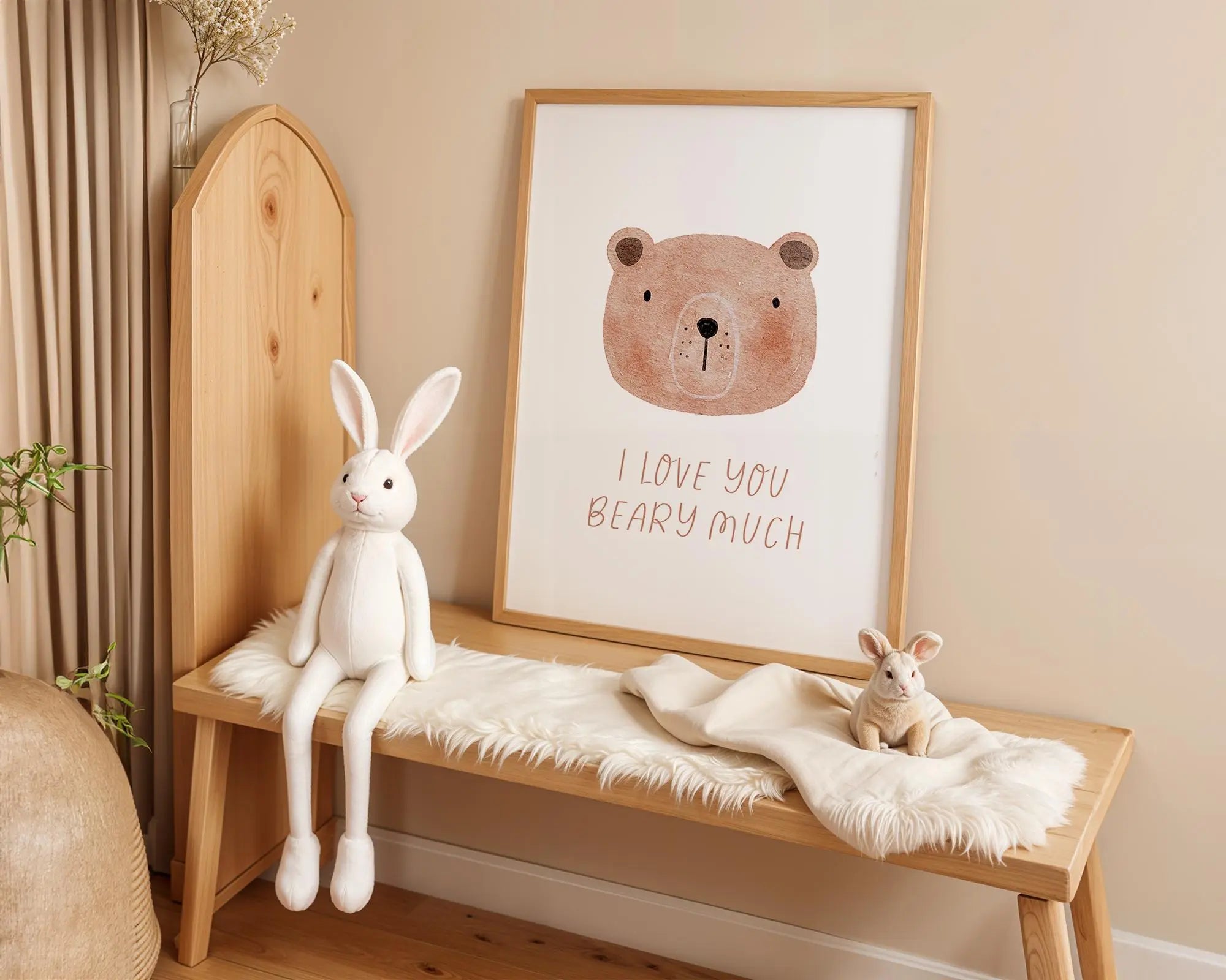 Playroom Ideas | I Love You Beary Much Nursery Print | Neutral Bear Wall Art wall art print, modern home decor, unframed artwork by Nomad & Nest