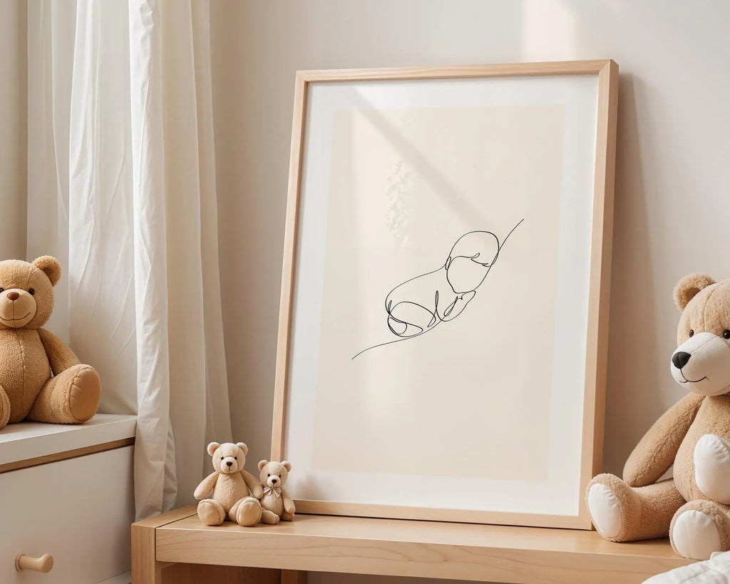 Playroom Ideas | Minimal Baby Line Art Print | Scandinavian Nursery Decor wall art print, modern home decor, unframed artwork by Nomad & Nest