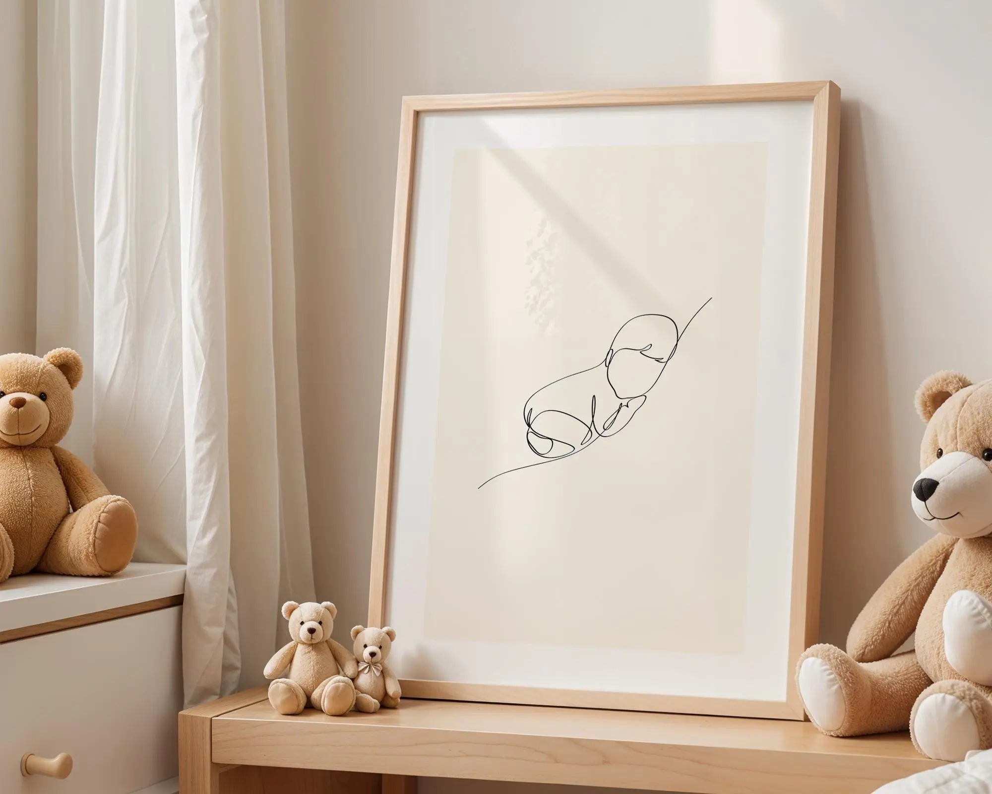 Playroom Ideas | Minimal Baby Line Art Print | Scandinavian Nursery Decor wall art print, modern home decor, unframed artwork by Nomad & Nest
