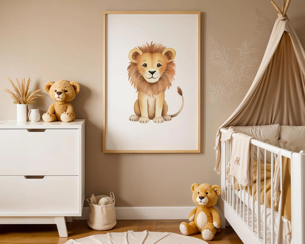 Playroom Ideas | Lion Nursery Wall Art | Safari Animal Baby Print wall art print, modern home decor, unframed artwork by Nomad & Nest