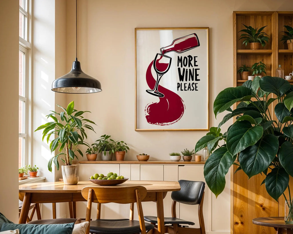 Positive Emotion | More Wine Please Print – Funny Kitchen & Bar Wall Art wall art print, modern home decor, unframed artwork by Nomad & Nest
