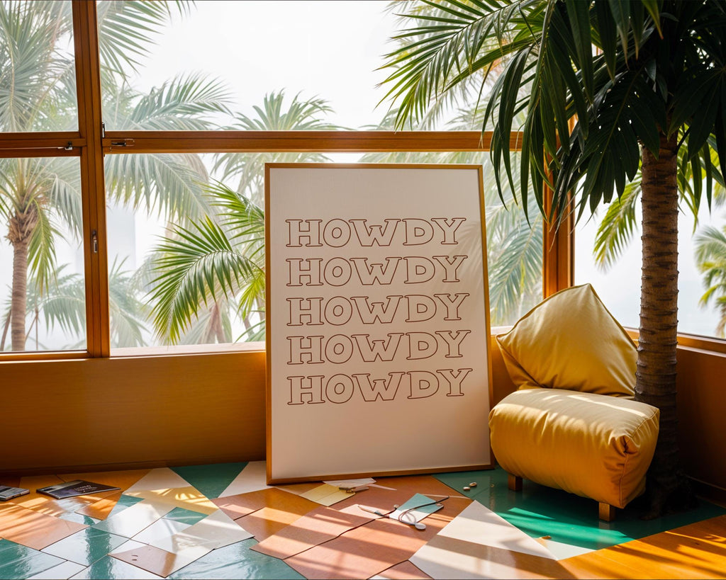 Howdy Print | Neutral Western Typography, Rustic Farmhouse Decor wall art print, modern home decor, unframed artwork by Nomad & Nest