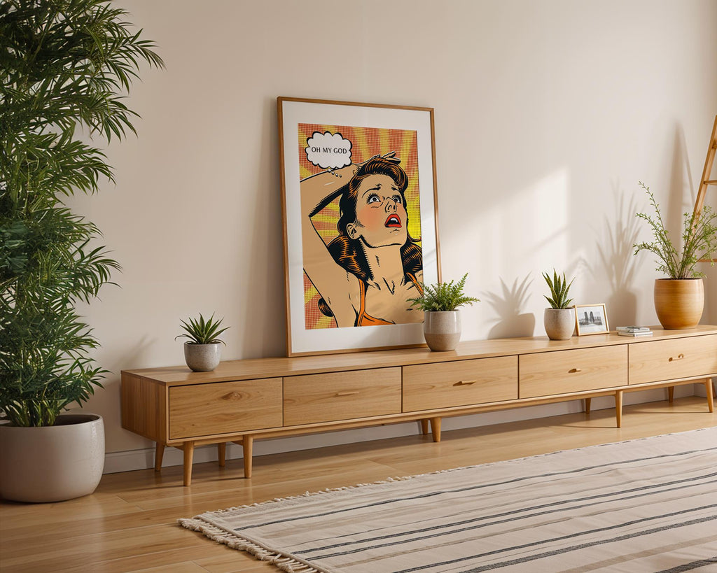Modern Pop Art | Retro  Print | Shocked Woman with Thought Bubble wall art print, modern home decor, unframed artwork by Nomad & Nest