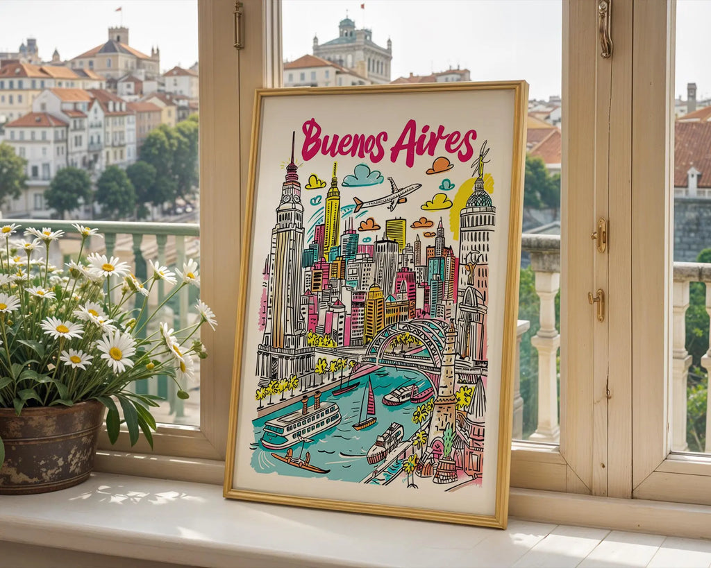 Buenos Aires Skyline Art Print | Argentina Travel Poster wall art print, modern home decor, unframed artwork by Nomad & Nest
