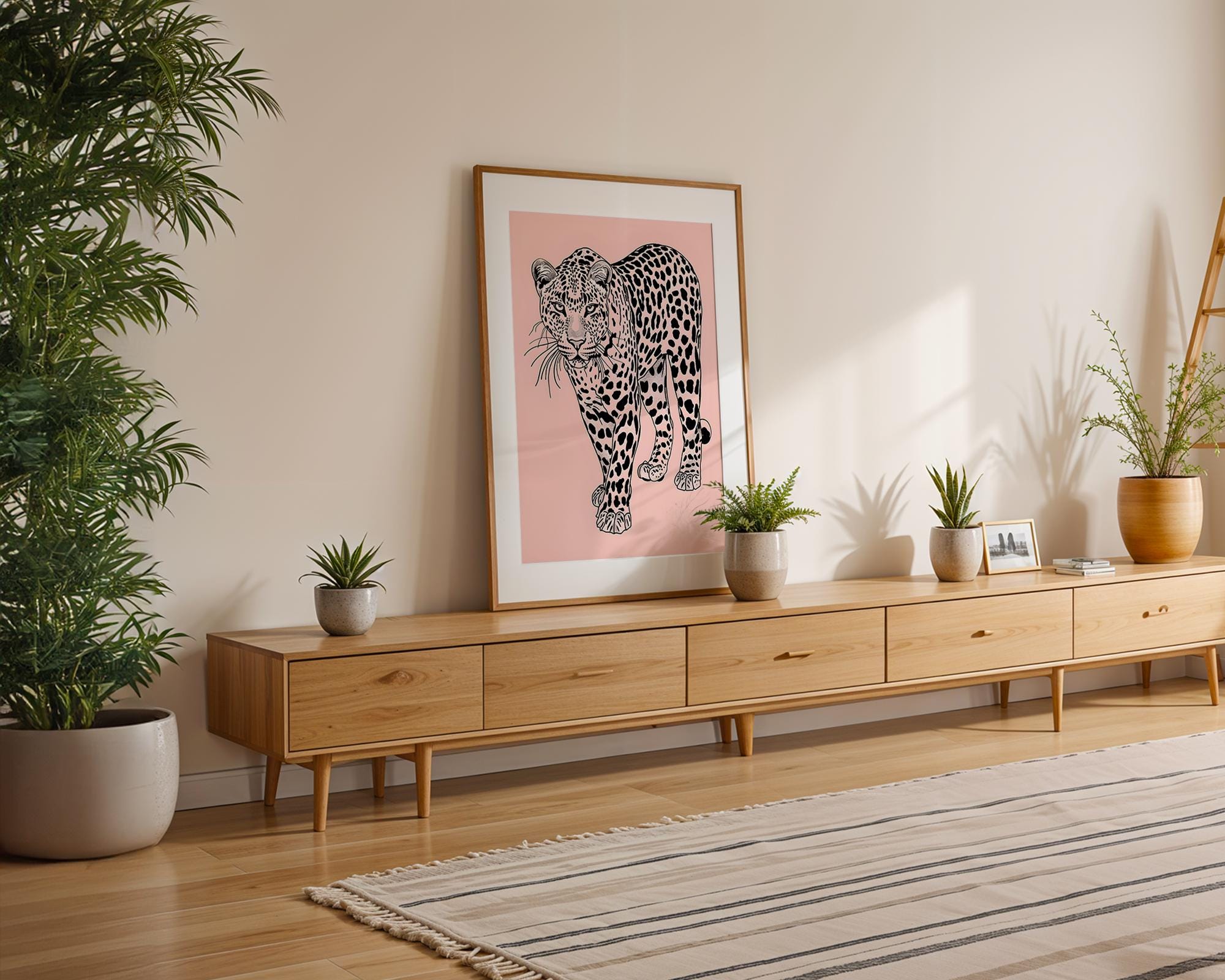 Modern Pop Art | Elegant Leopard  Print | Minimalist Pink Jungle Cat Illustration wall art print, modern home decor, unframed artwork by Nomad & Nest