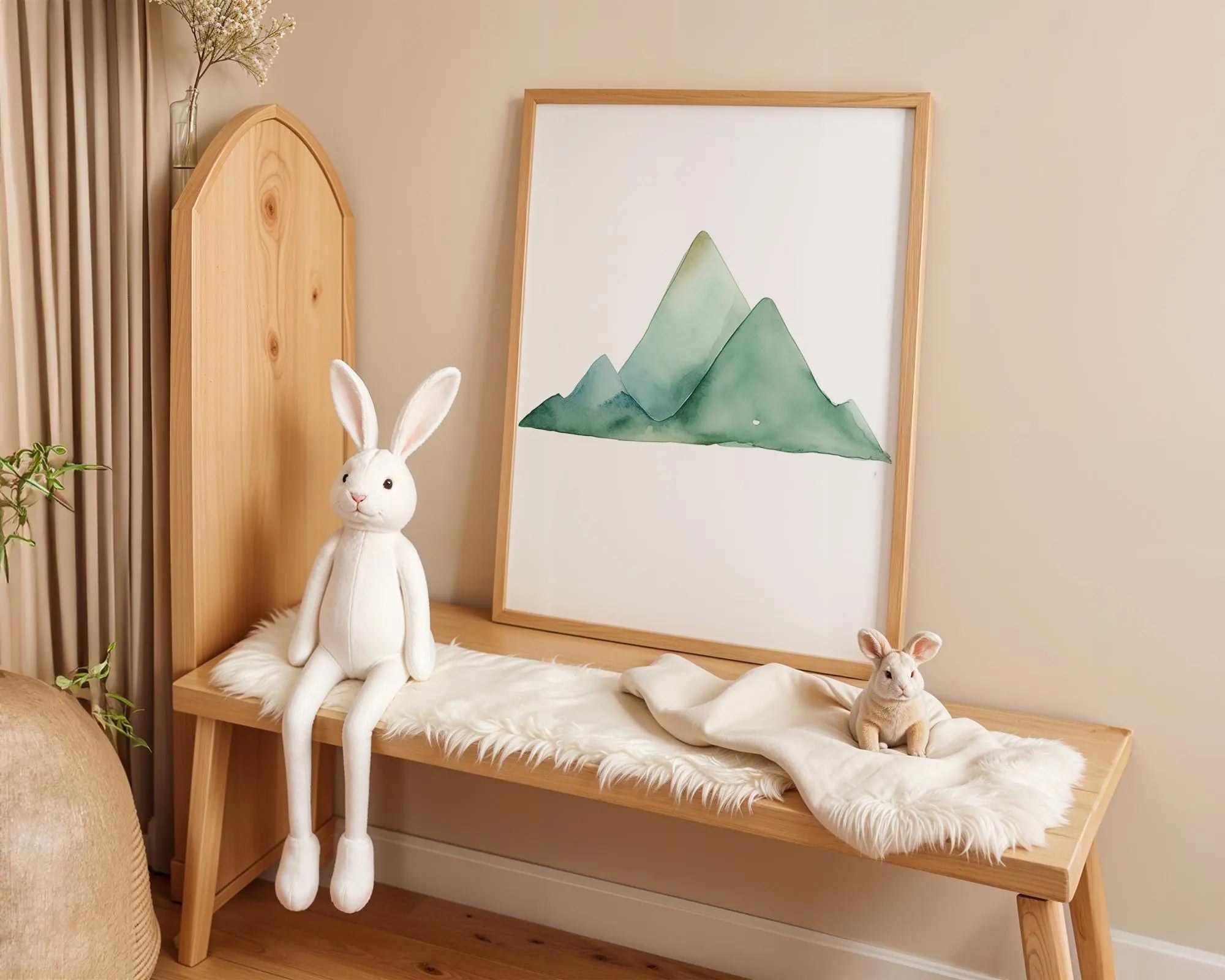 Playroom Ideas | Watercolour Green Mountains Nursery Wall Art Adventure Print wall art print, modern home decor, unframed artwork by Nomad & Nest
