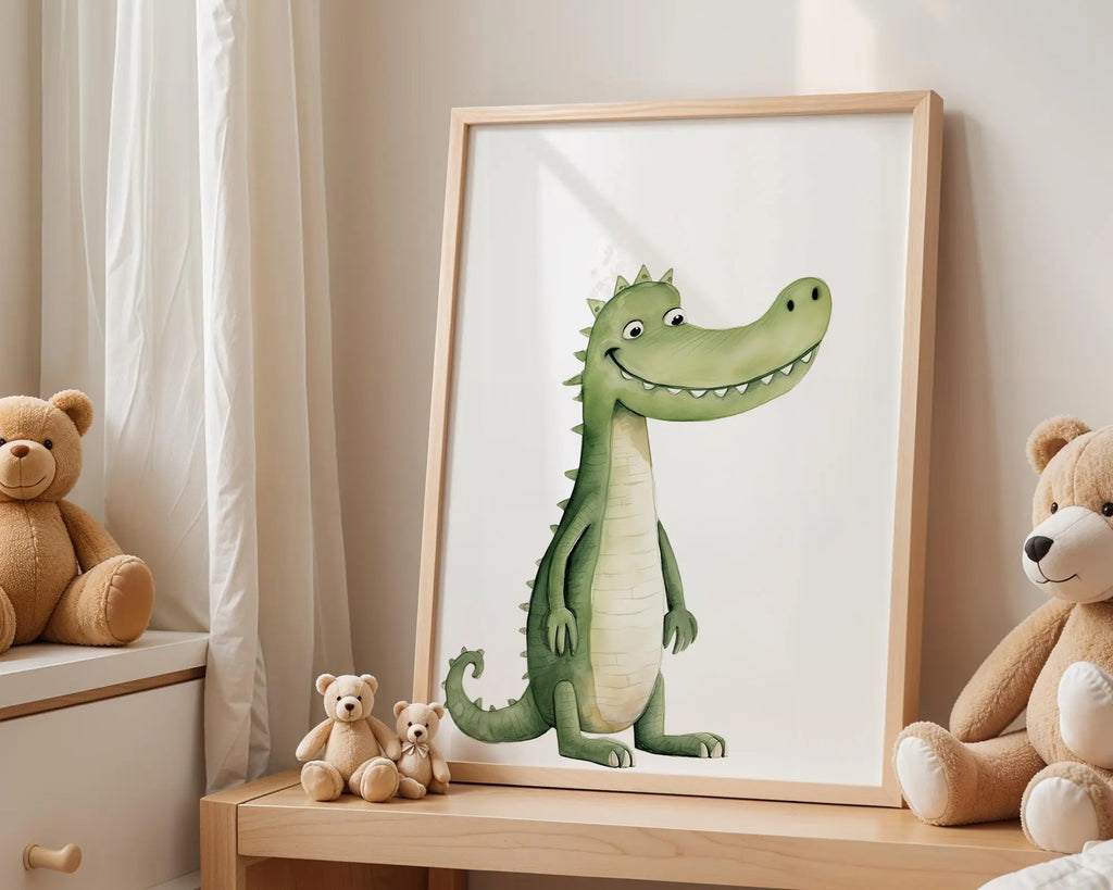 Playroom Ideas | Crocodile Nursery Wall Art | Jungle Animal Baby Illustration wall art print, modern home decor, unframed artwork by Nomad & Nest