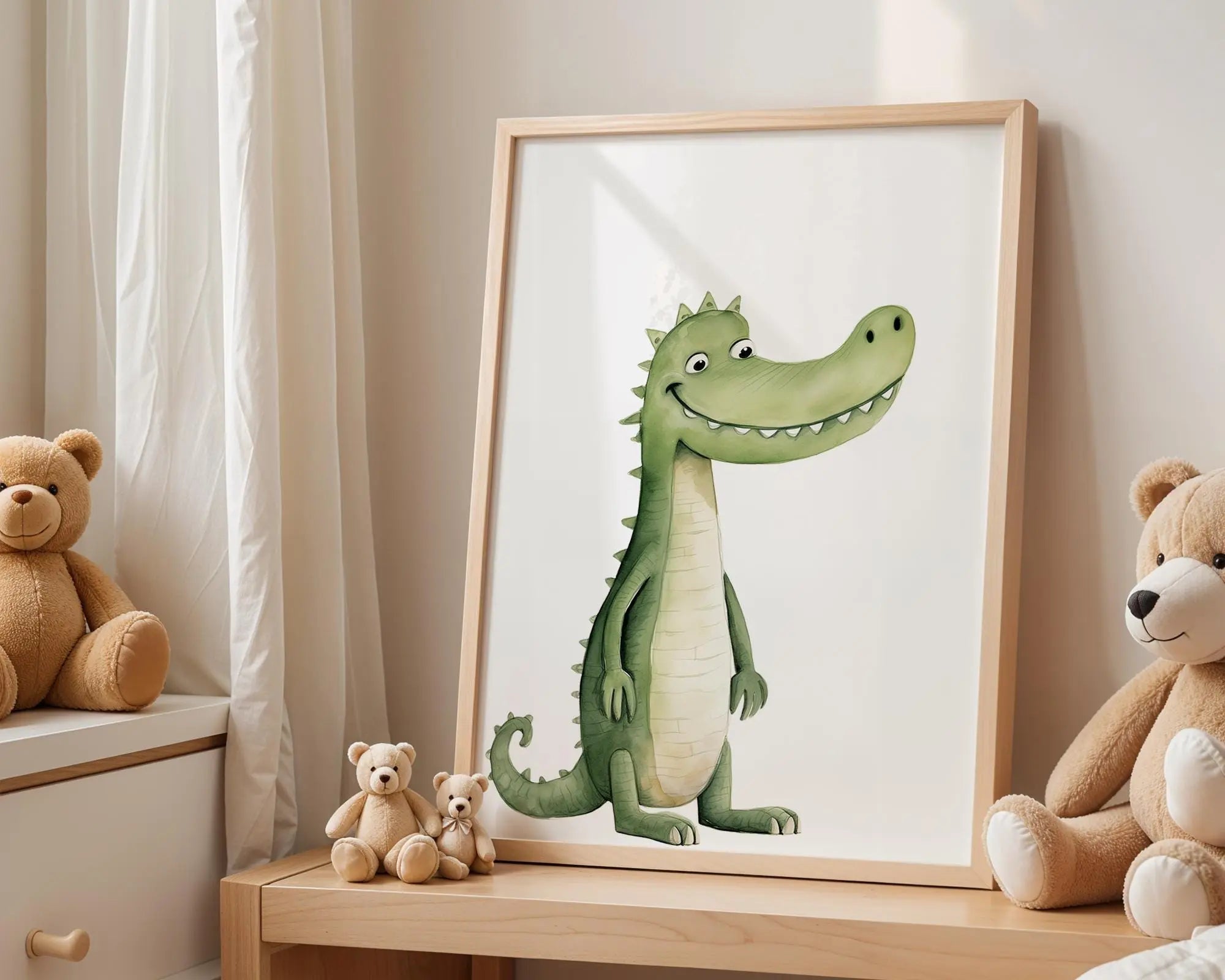 Playroom Ideas | Crocodile Nursery Wall Art | Jungle Animal Baby Illustration wall art print, modern home decor, unframed artwork by Nomad & Nest