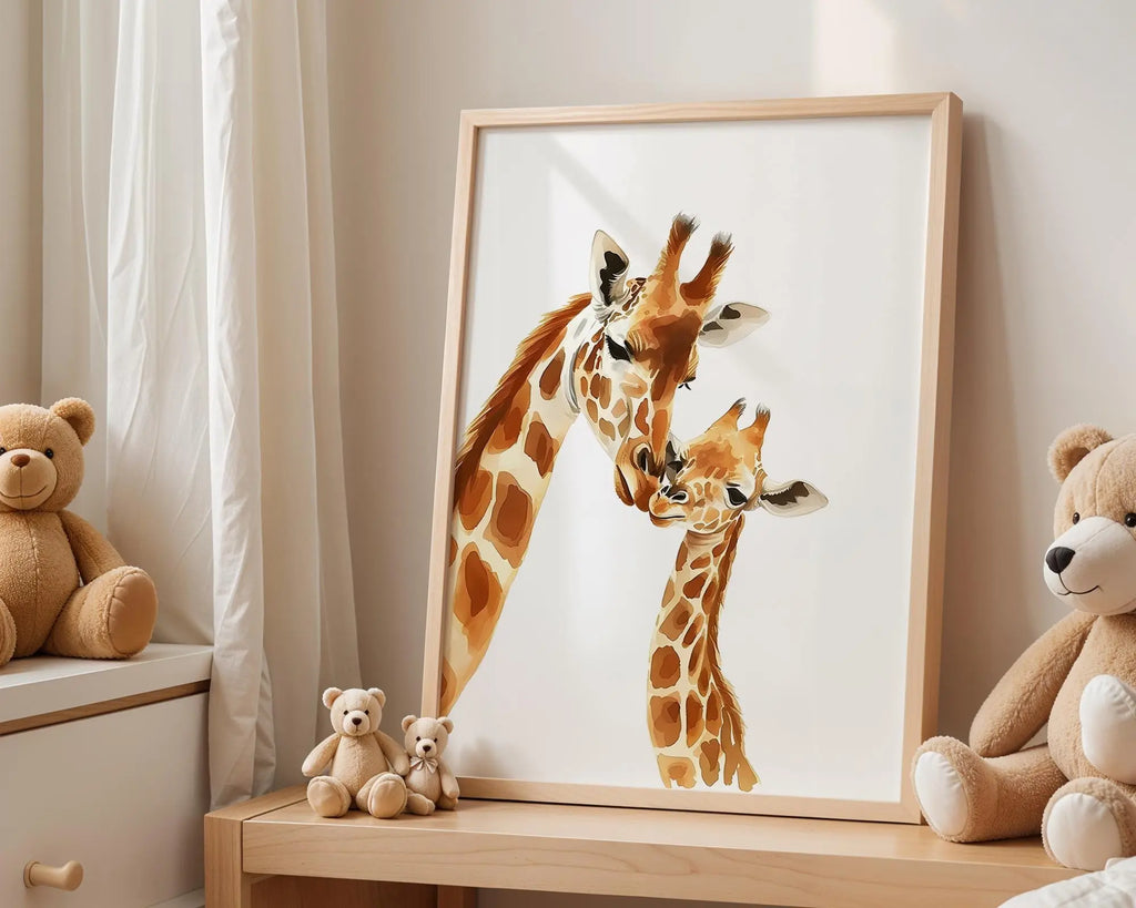 Playroom Ideas | Giraffe Family Nursery Wall Art | Safari Animal Baby Print wall art print, modern home decor, unframed artwork by Nomad & Nest