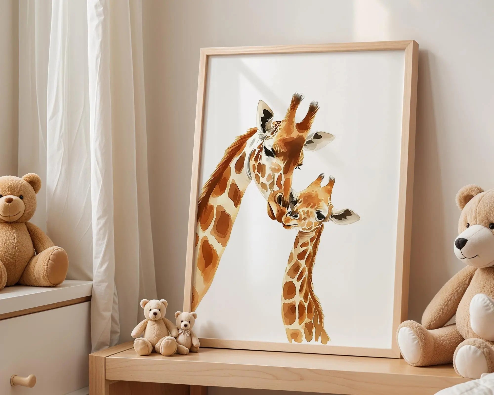 Playroom Ideas | Giraffe Family Nursery Wall Art | Safari Animal Baby Print wall art print, modern home decor, unframed artwork by Nomad & Nest