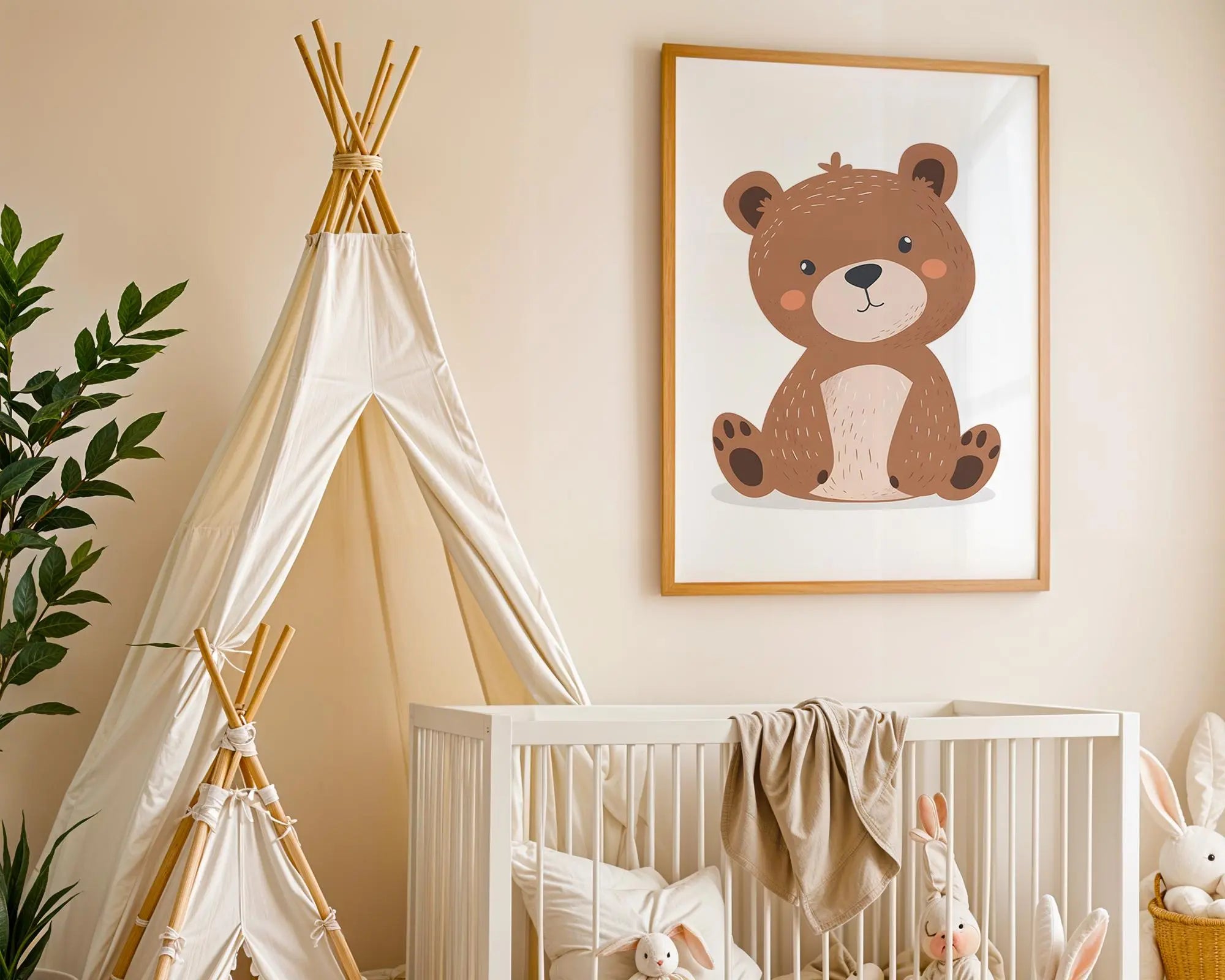 Playroom Ideas | Cute Bear Nursery Wall Art | Woodland Animal Kids Decor wall art print, modern home decor, unframed artwork by Nomad & Nest