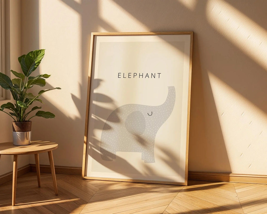 Minimalist Elephant Nursery Print | Scandinavian Kids Wall Art wall art print, modern home decor, unframed artwork by Nomad & Nest
