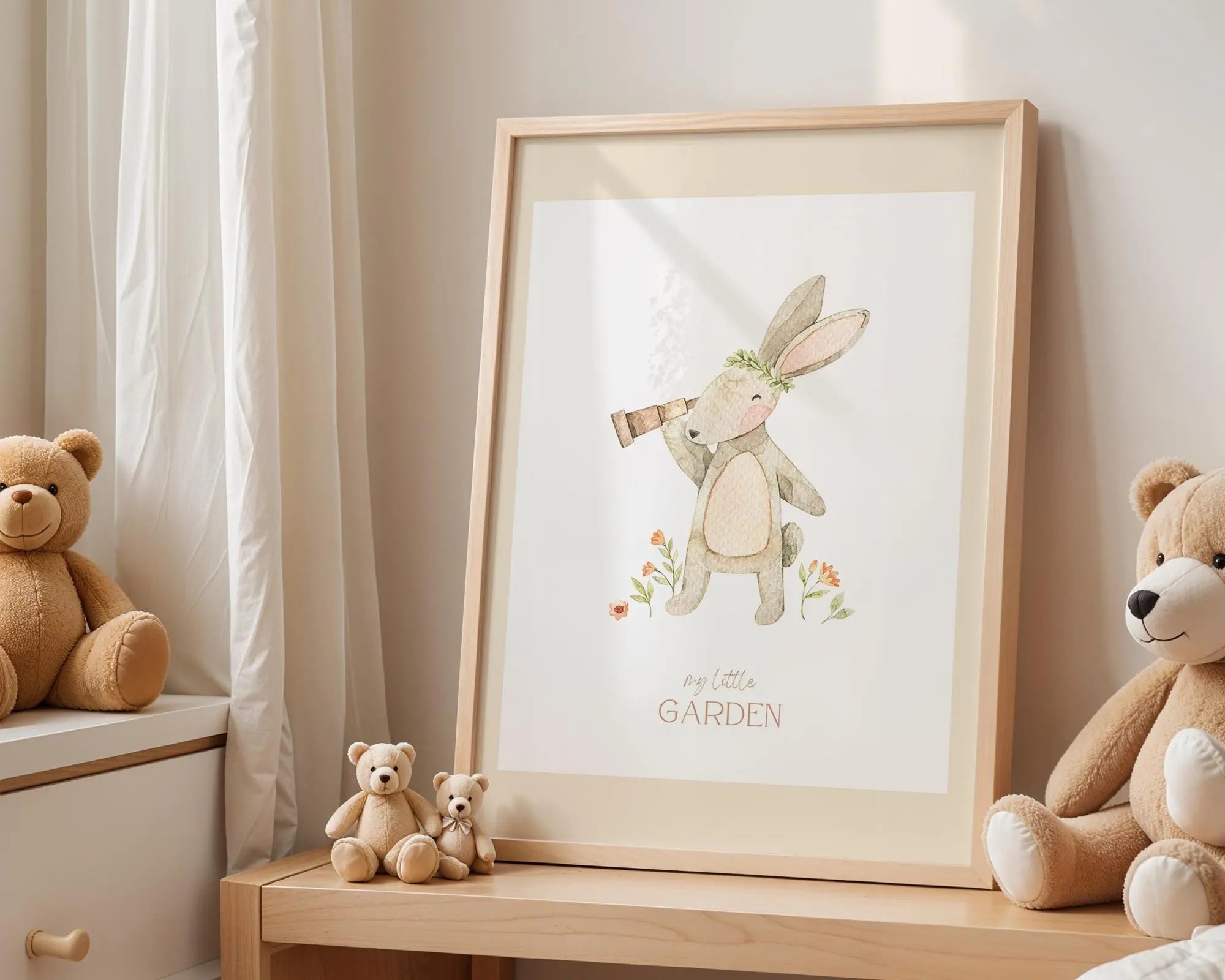 Playroom Ideas | Bunny Garden Nursery Wall Art | Storybook Animal Print wall art print, modern home decor, unframed artwork by Nomad & Nest