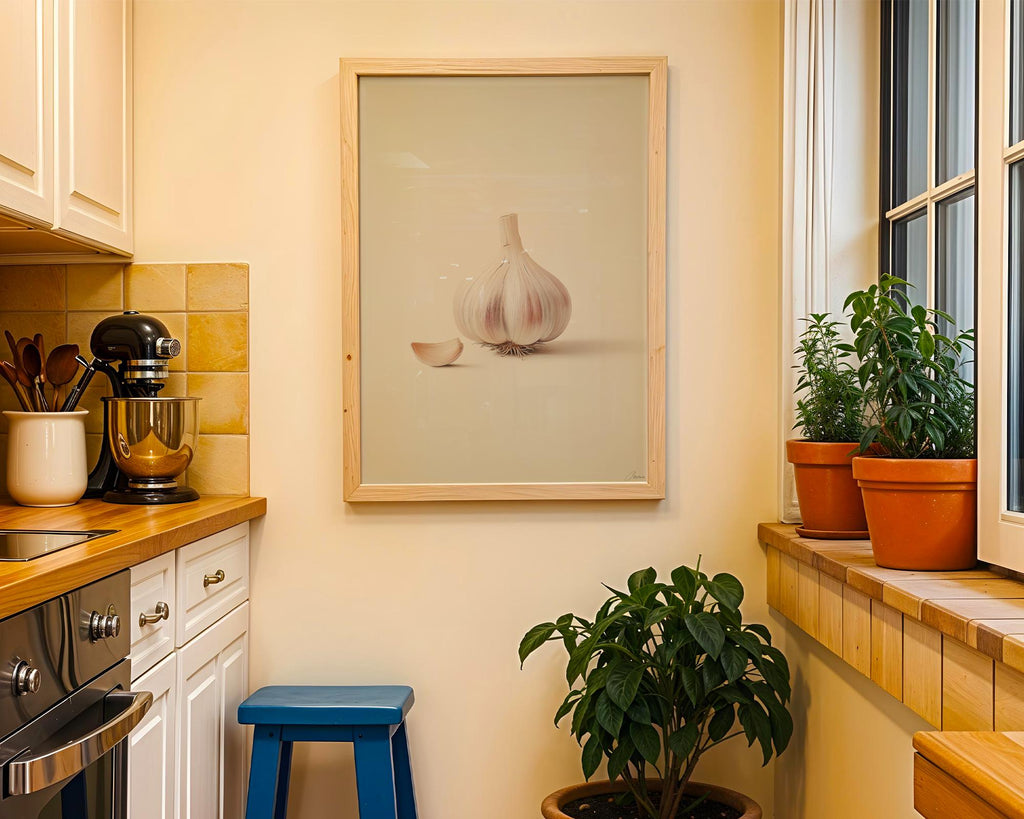 Garlic Botanical Kitchen Print | Rustic Herb Wall Art wall art print, modern home decor, unframed artwork by Nomad & Nest