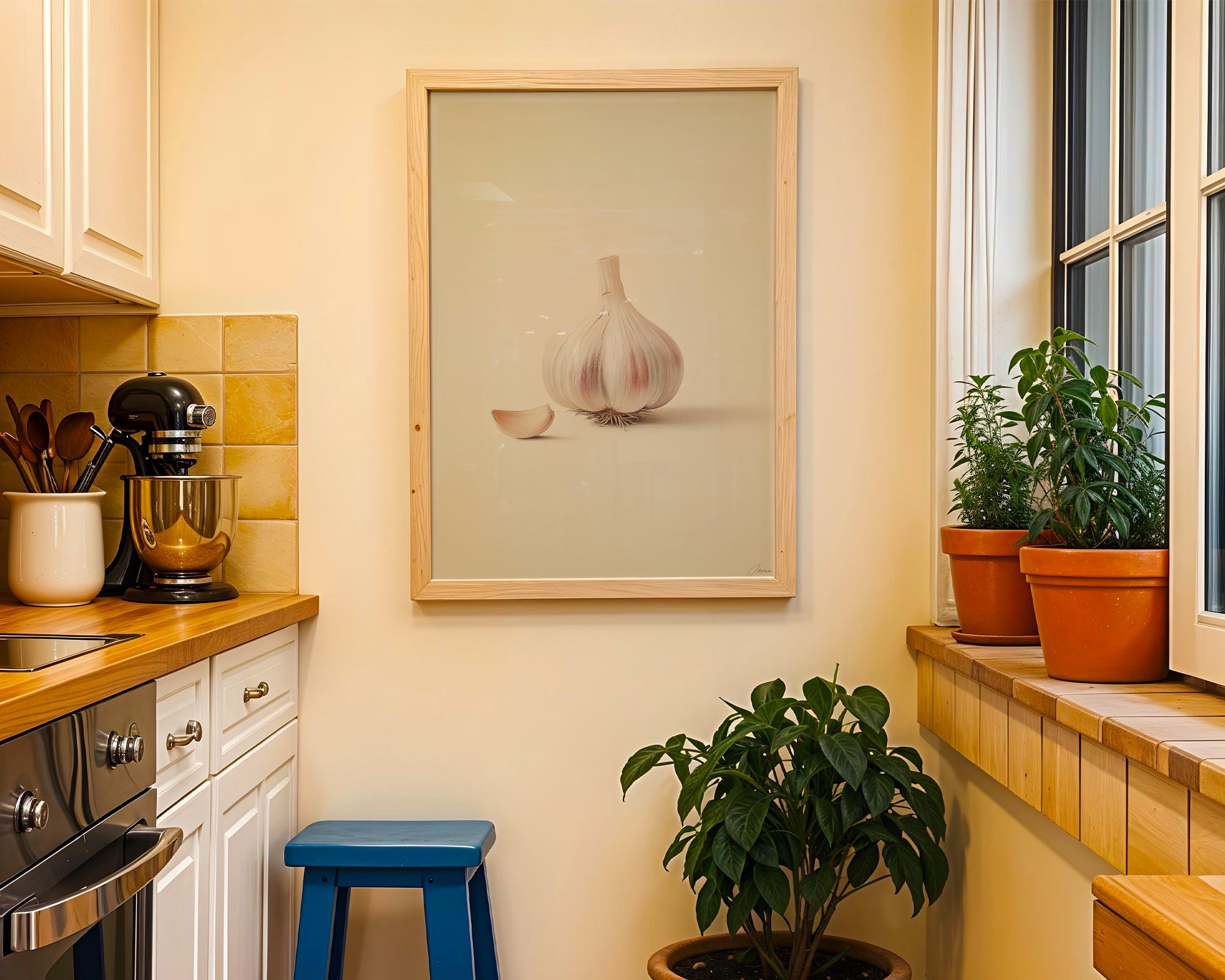 Garlic Botanical Kitchen Print | Rustic Herb Wall Art wall art print, modern home decor, unframed artwork by Nomad & Nest