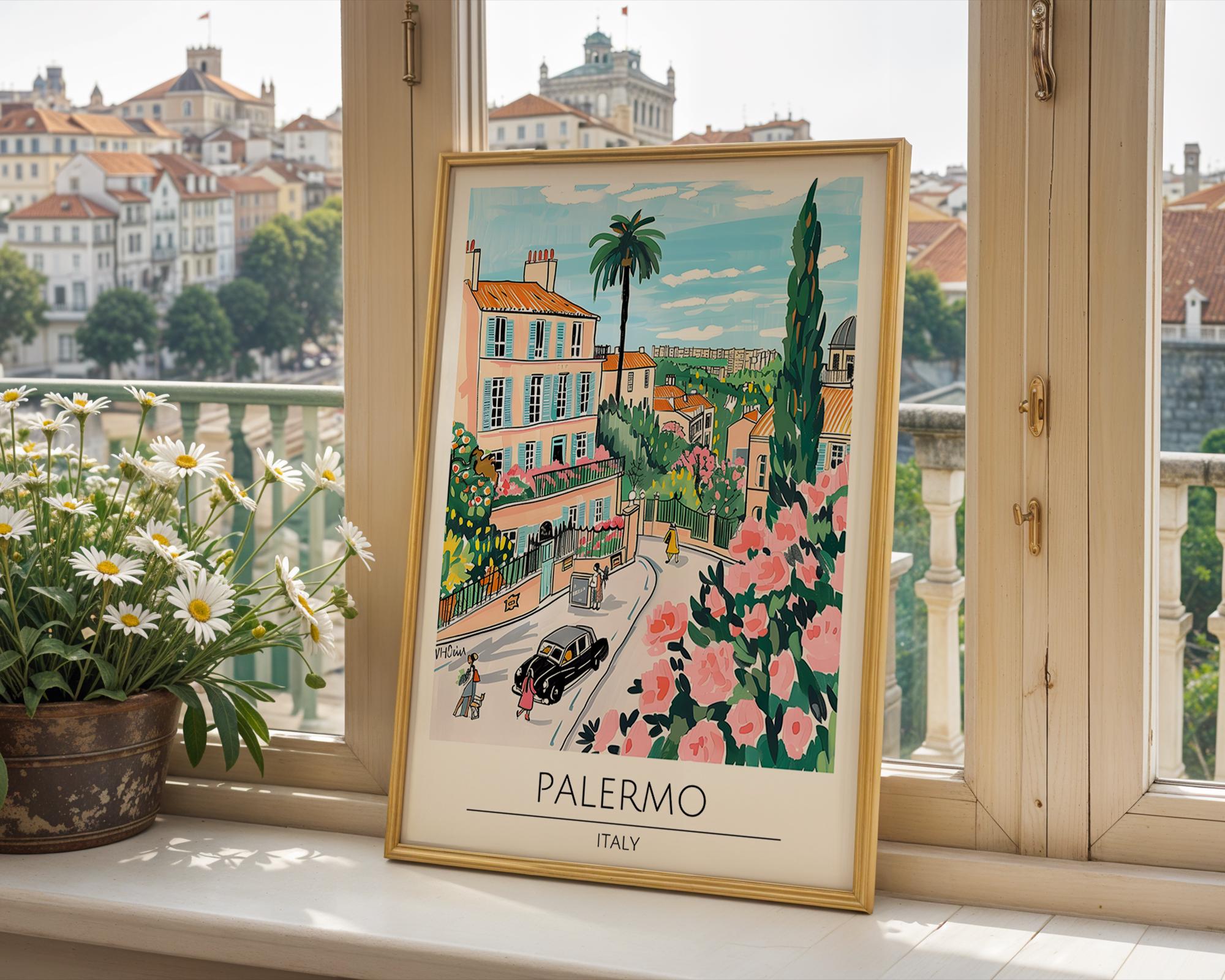 Palermo Italy Art Print | Mediterranean City Travel Poster wall art print, modern home decor, unframed artwork by Nomad & Nest
