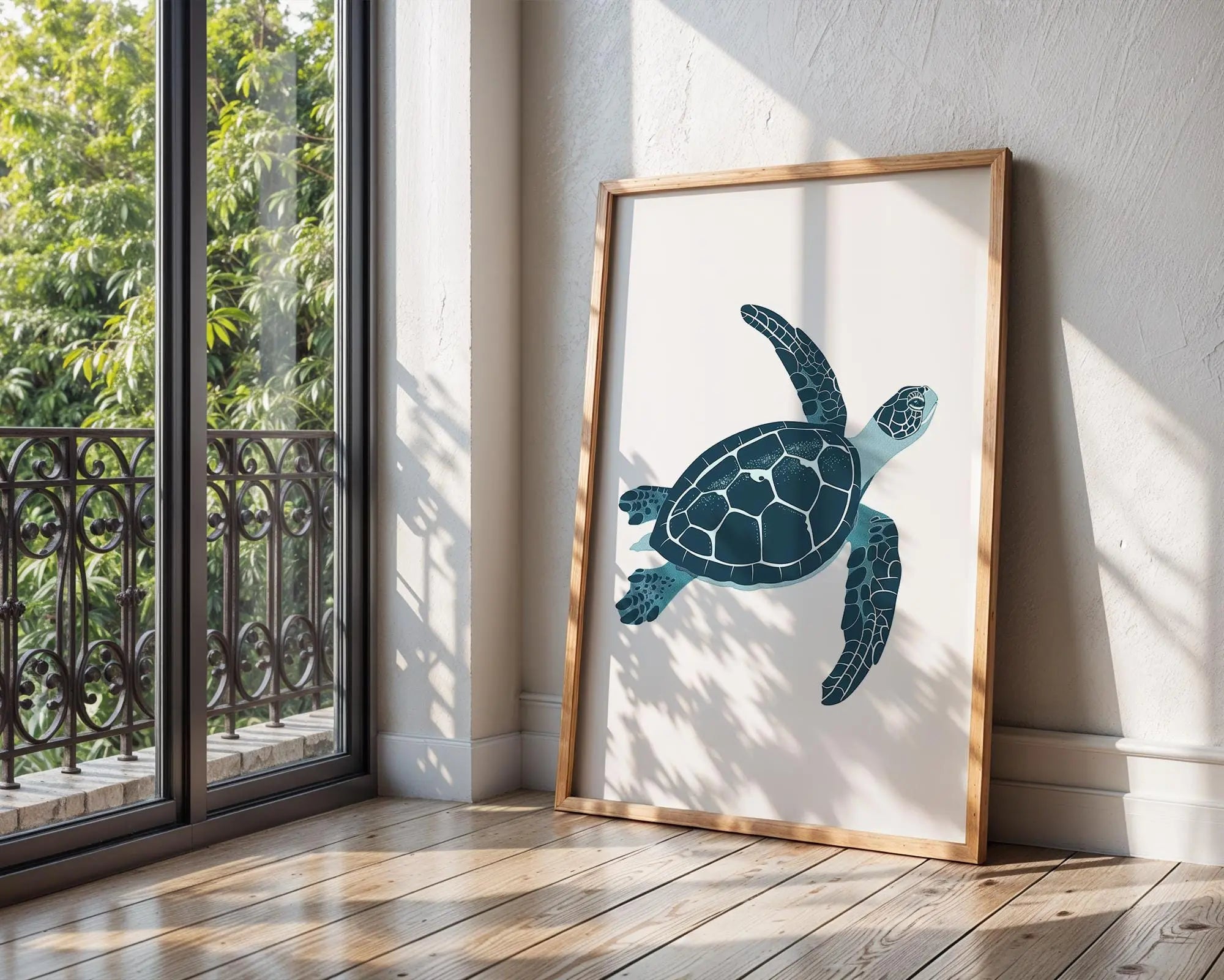 Ocean Turtle Art Print | Scandinavian Nursery Coastal Decor wall art print, modern home decor, unframed artwork by Nomad & Nest