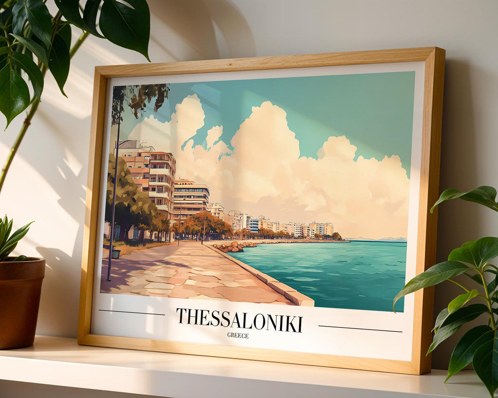 Thessaloniki Greece Travel Poster | Coastal Seaside Art Print wall art print, modern home decor, unframed artwork by Nomad & Nest