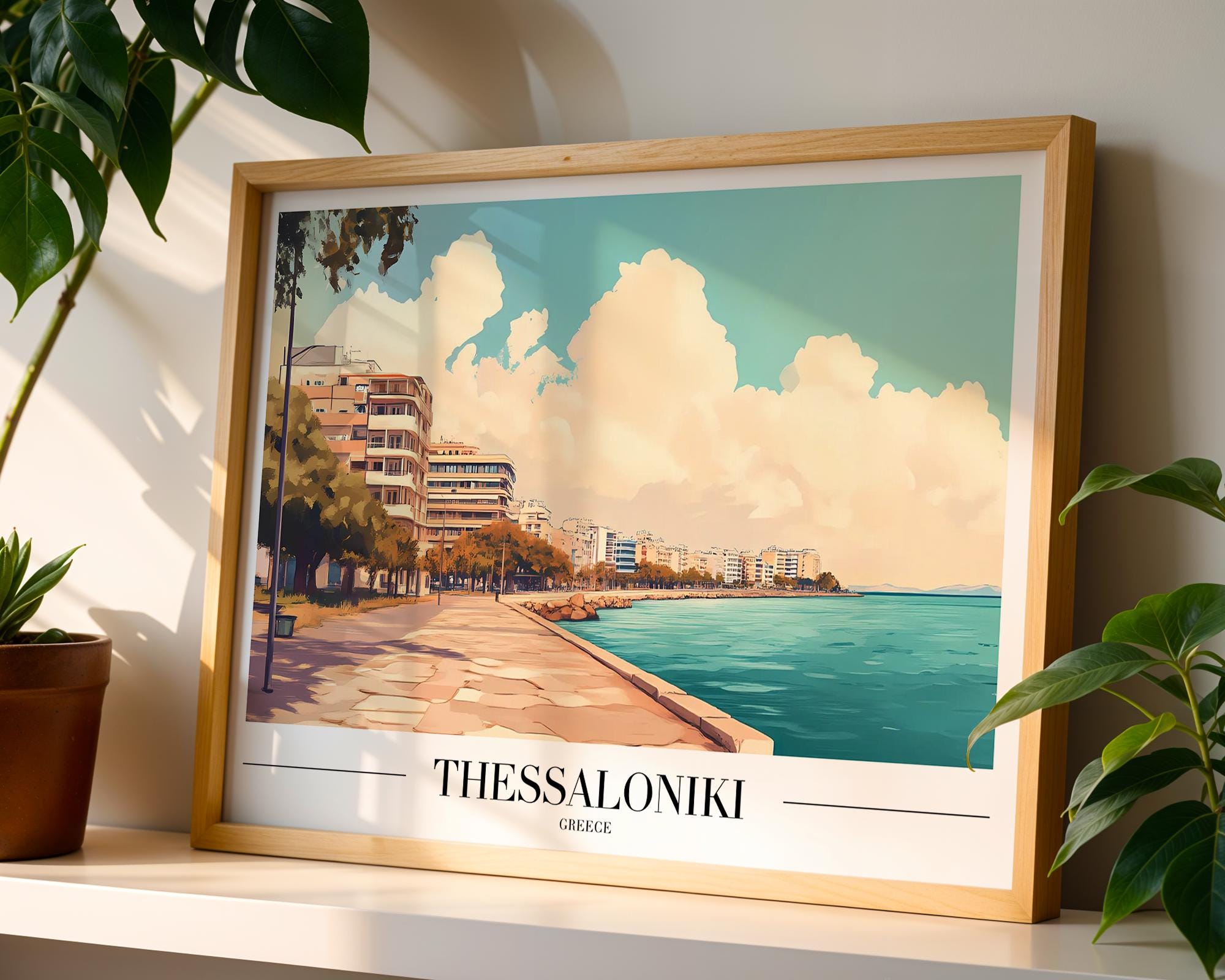 Thessaloniki Greece Travel Poster | Coastal Seaside Art Print wall art print, modern home decor, unframed artwork by Nomad & Nest