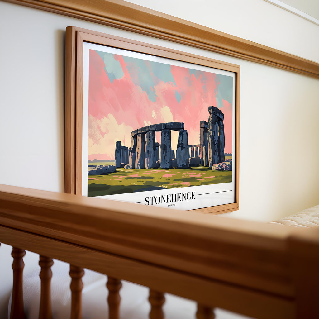 Stonehenge Travel Poster | Mystical British Landmark Wall Art wall art print, modern home decor, unframed artwork by Nomad & Nest
