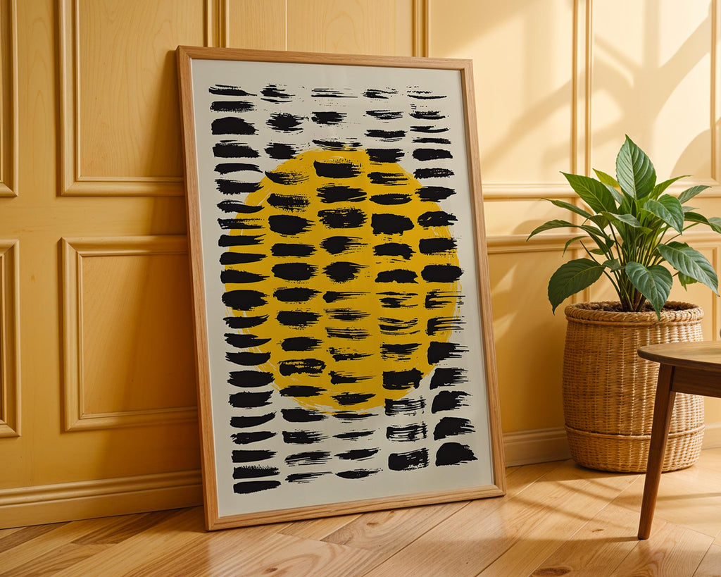 Yellow Sun Abstract Print | Modern Brushstroke Wall Art wall art print, modern home decor, unframed artwork by Nomad & Nest