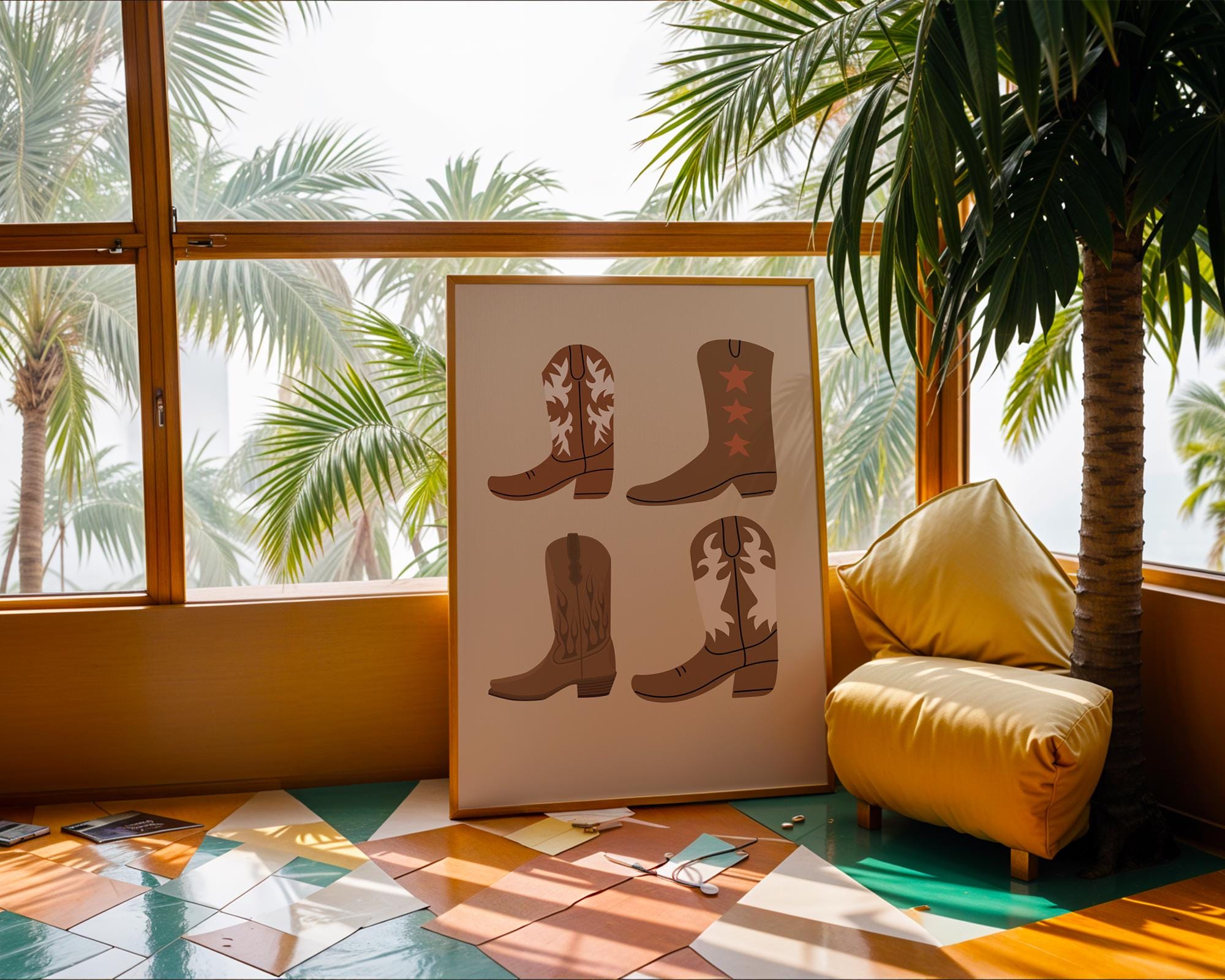 Cowboy Boots Print Set | Neutral Western Farmhouse Art wall art print, modern home decor, unframed artwork by Nomad & Nest