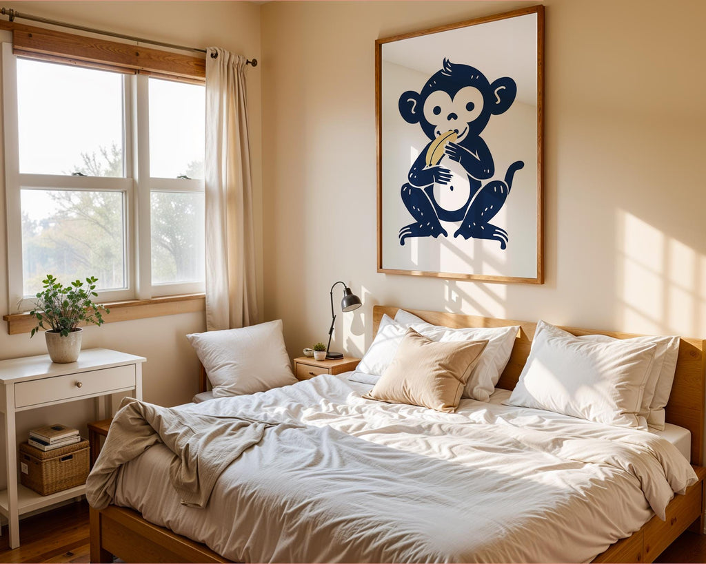 Monkey Wall Art Print | Playful Animal Nursery Decor wall art print, modern home decor, unframed artwork by Nomad & Nest