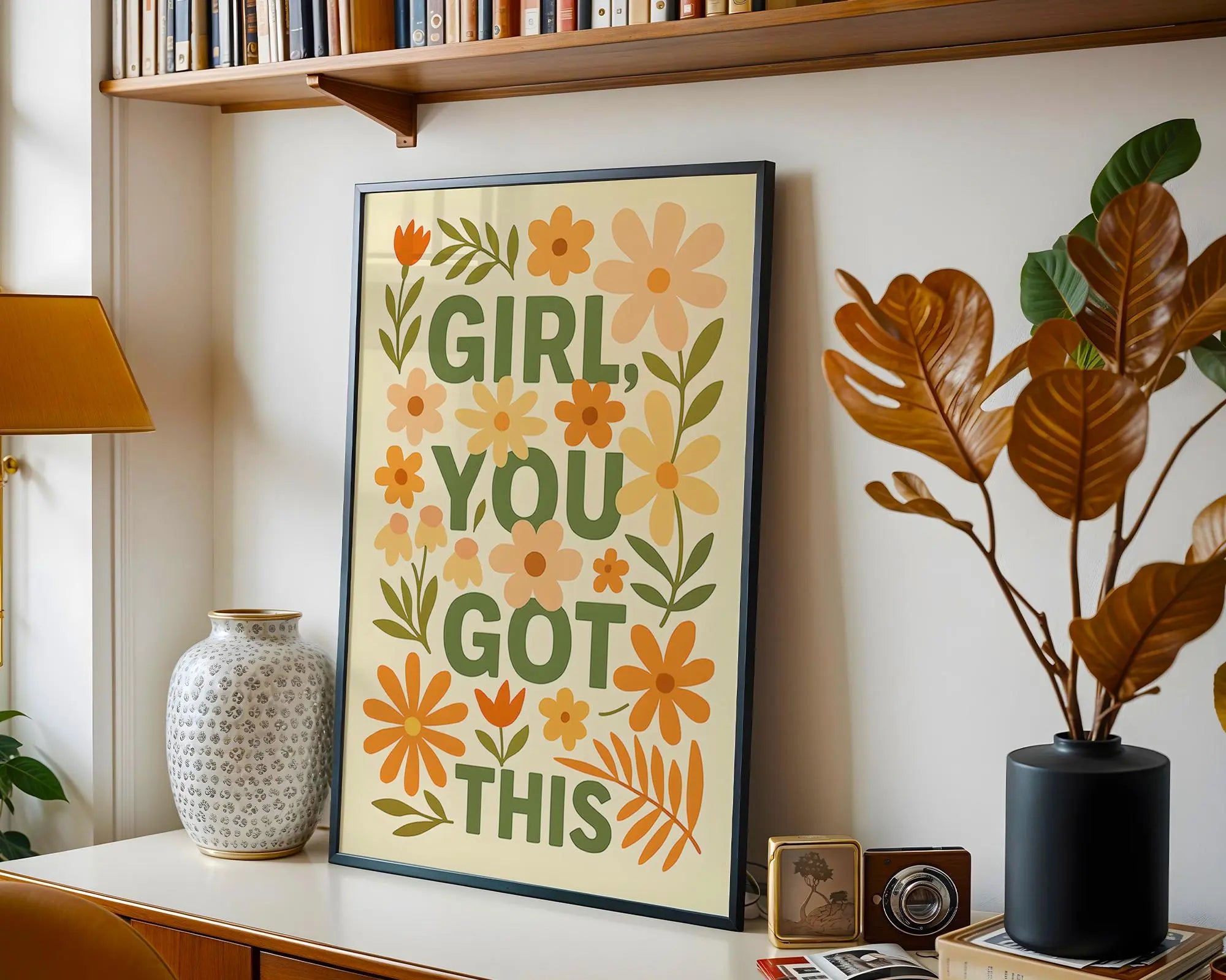 Girl, You Got This Floral Art Print, Motivational Decor wall art print, modern home decor, unframed artwork by Nomad & Nest