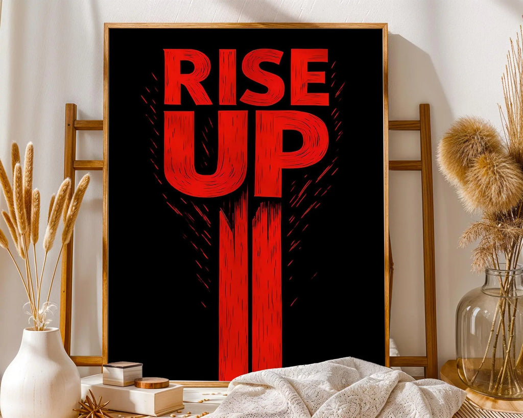 Rise Up Typography Print | Bold Red Black Wall Art wall art print, modern home decor, unframed artwork by Nomad & Nest