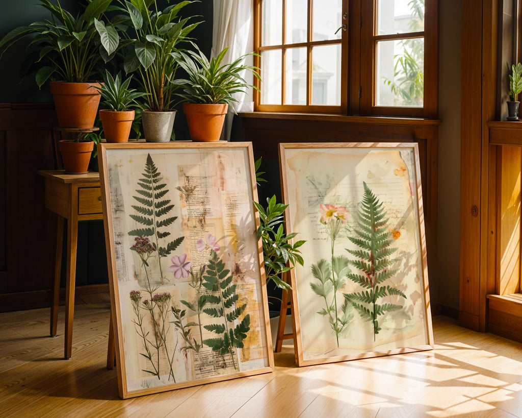 Fern and Wildflower Prints Set | Vintage Botanical Wall Art wall art print, modern home decor, unframed artwork by Nomad & Nest