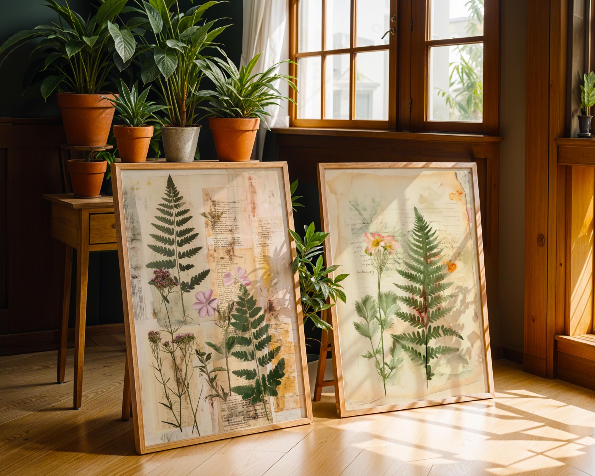 Fern and Wildflower Prints Set | Vintage Botanical Wall Art wall art print, modern home decor, unframed artwork by Nomad & Nest